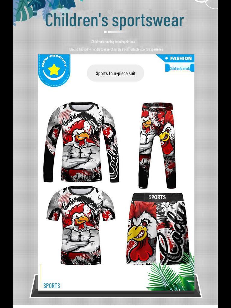 Kids' Sportswear Set: Breathable, Stretchable 4-Piece for Basketball, Football, Cycling & Outdoors