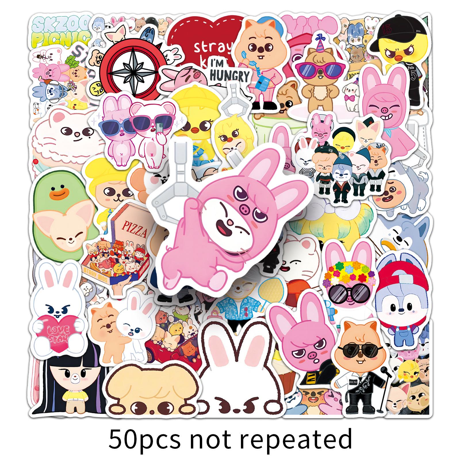 50 Sheets SKZOO Stray Kids Animal Stickers - Korean Boy Group Star DIY Decor.