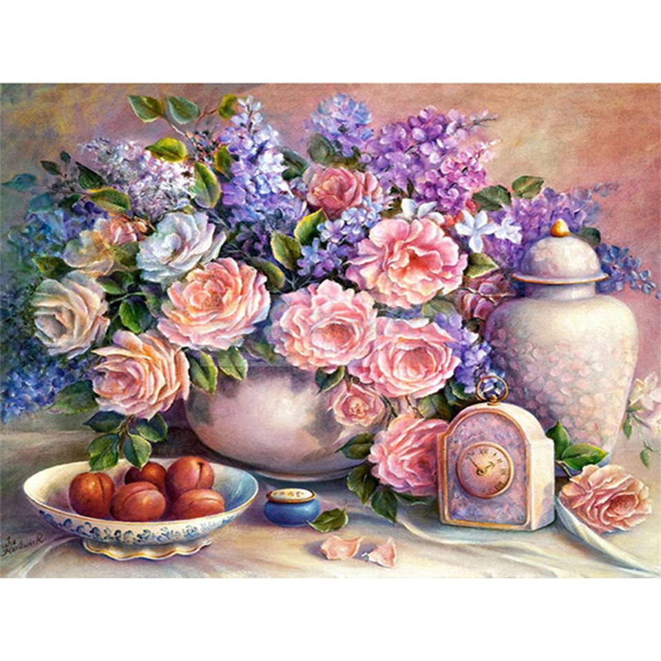 5D DIY Diamond Painting Flower Rhinestone Picture Full Round Diamond Embroidery Mosaic Handmade Products Home Decoration