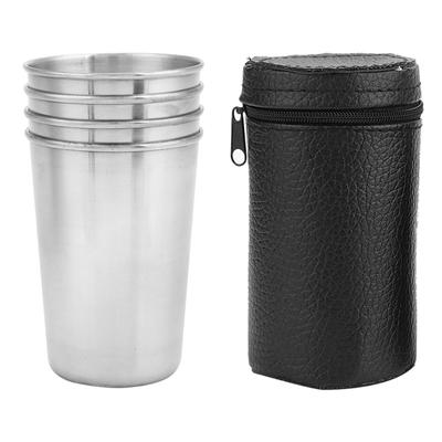 4 Stück Tragbares Edelstahlbecher-Set für Outdoor-Camping-Reisen (L)