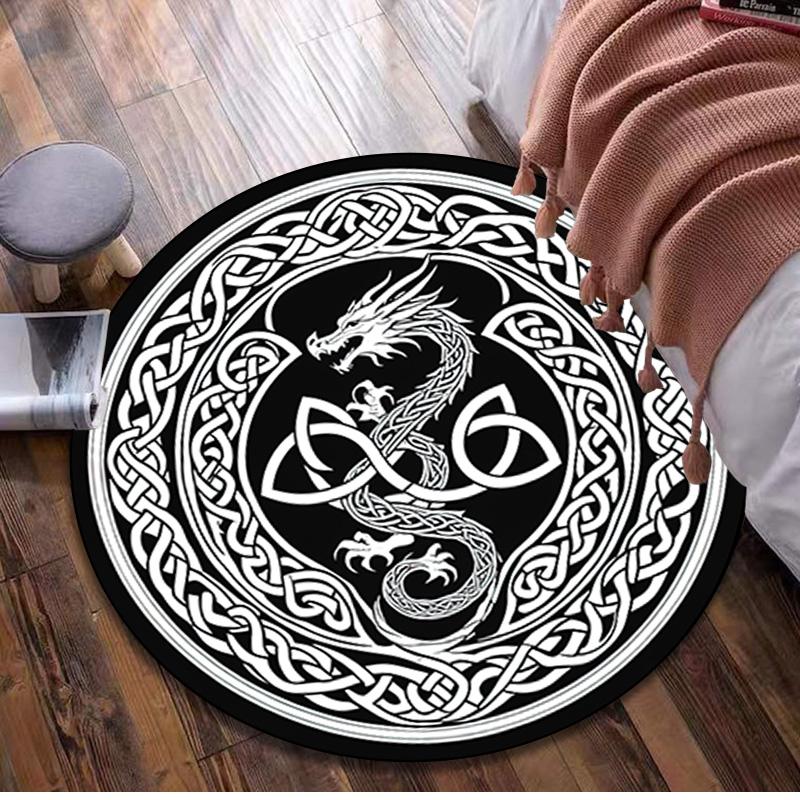 Valknut Celtic Knot Circular Rug Office Decorative Carpet For Living Room Bedroom Door Mat Floor Rug Computer Chair Area Rug