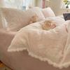 2026 Korean Winter Milk Fleece Bedding Set High Weight Warm Thick Ruffled Trim 4-Piece