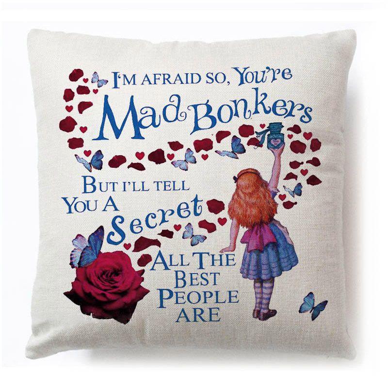 Cotton Linen Alice In Wonderland Pillow Case For A Charming Decor**