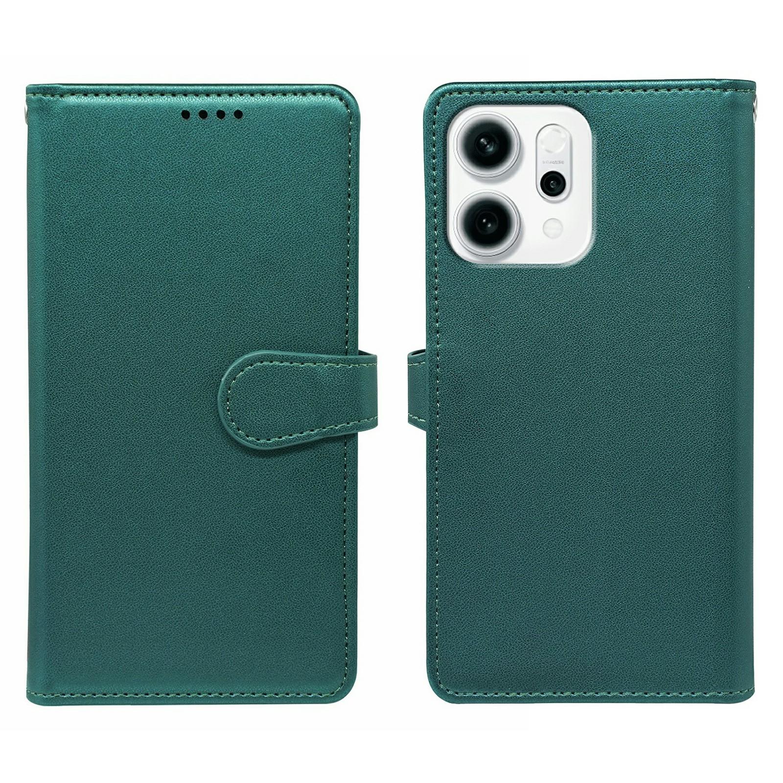 

For Oppo Reno14 F 5G Case with 9 Card Slots PU Leather Stand Phone Cover Green
