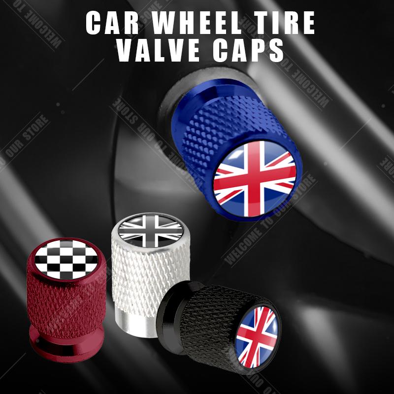 Auto CNC Aluminium UK Flagge Emblem Für Mini Cooper Jaguar Land Rover Ford Opel Honda Nissan 4 Stück Reifenventil Luftanschluss Ventilnadelkappe