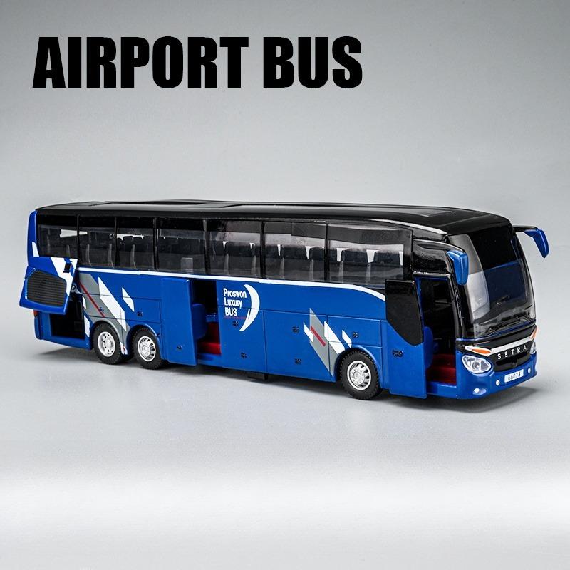 Maßstab 1/32 Druckgusslegierung SETRA Luxusbus Modell Kinderspielzeugauto Geschäftsreisebus Pull-Back Sound und Licht Miniatur