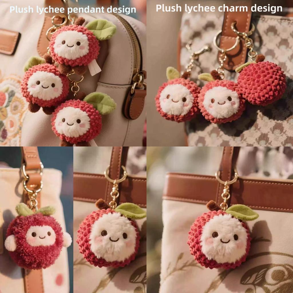 Lychee And Yangmei Plush Keychain With Soft Pp Cotton For Bag Decor