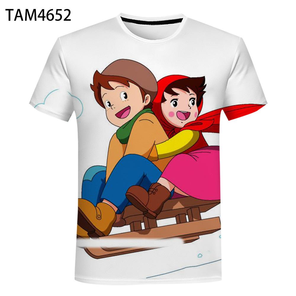 

Классическая футболка Harajuku Heidi Anime с 3D принтом, дешевая и удобная футболка для мальчиков и девочек, летняя повседневная футболка с милым персонажем, крутая L