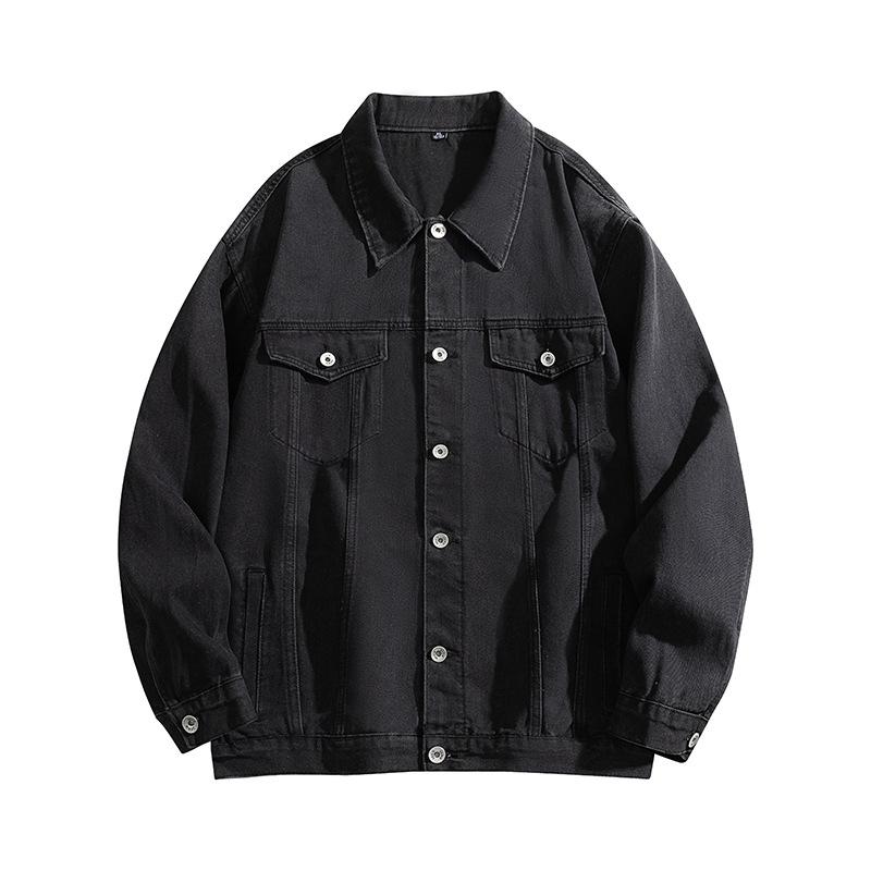 Minimalist Men's Long-sleeved Shirt Fall Denim Jacket Loose Tops Lapel Loose Men's Casual Jacket Men's Models Breathable Work Casual Jacket