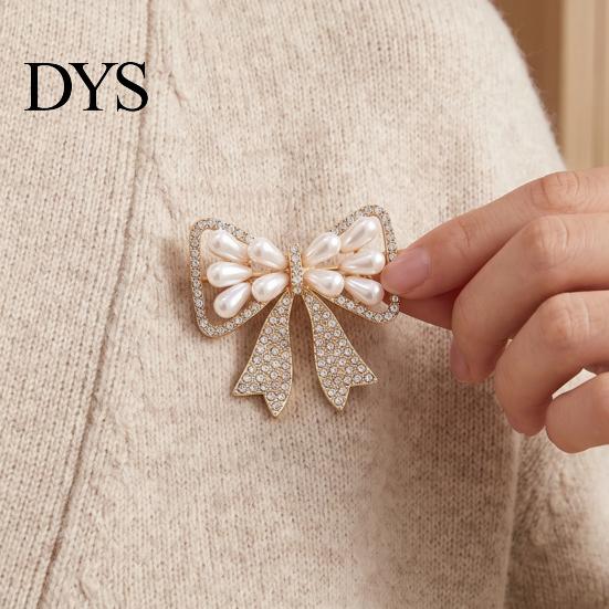 Bowknot Brooch Bow with Faux Pearls Rhinestones, Women Vintage Lapel Pin Pin, Jewelry Accessories for Coats Dresses Shawls Fake Pearl