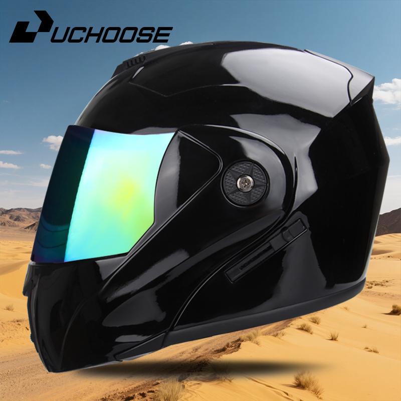 UCHOOSE New Motorcycle Helmet Full Face Racing with Double Sun Visor Women Man Flip Up Double Lens DOT