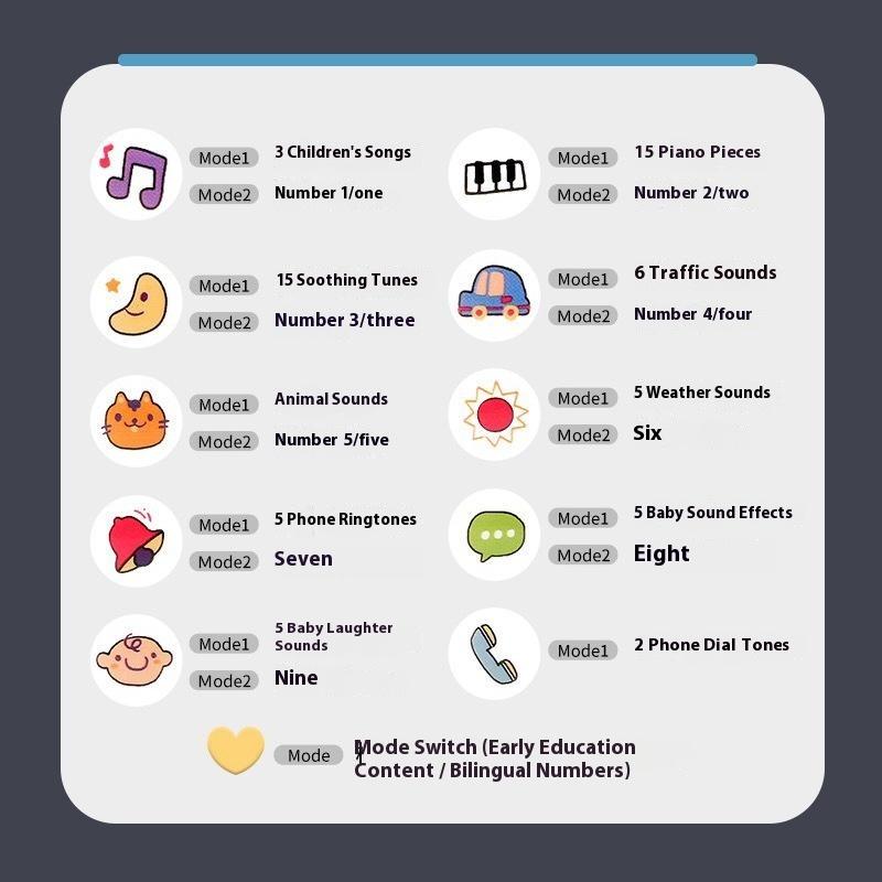 Kids Learning Phone Toy Educational Music Story Bilingual Development with Interactive Light-Up Buttons