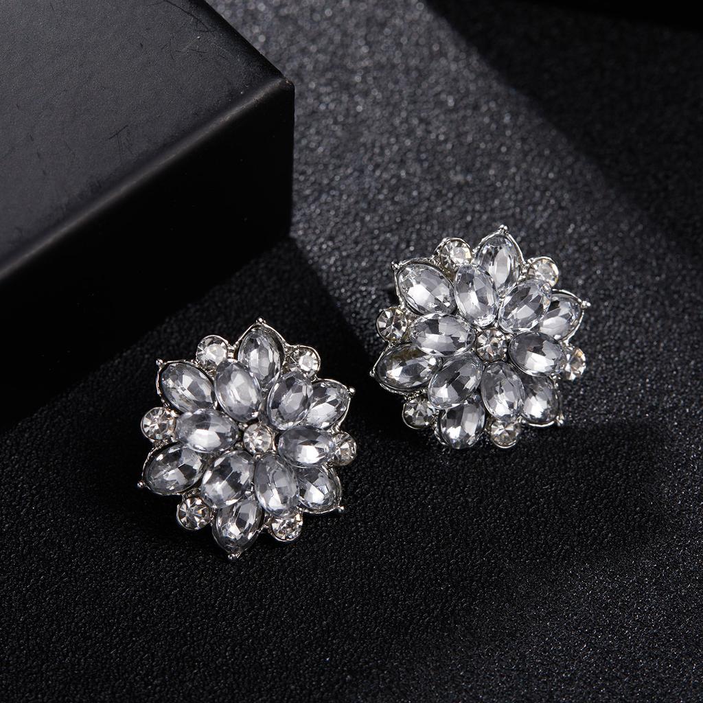 Sparkling Zircon Snowflake Stud Earrings For Women Shiny Crystal Ice Flower Earring Christmas Festival Jewelry New Year Gift