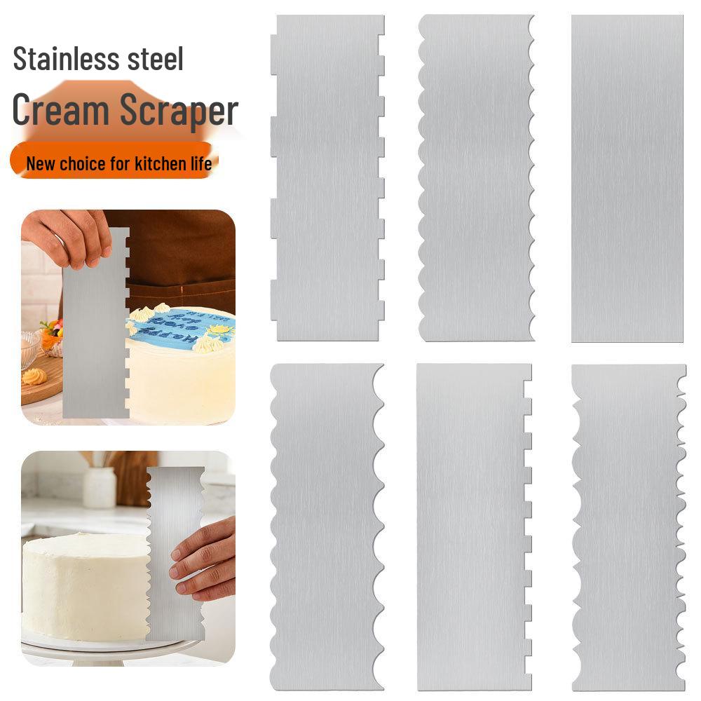 Stainless Steel Serrated Cake Scraper and Decorating Comb Tool