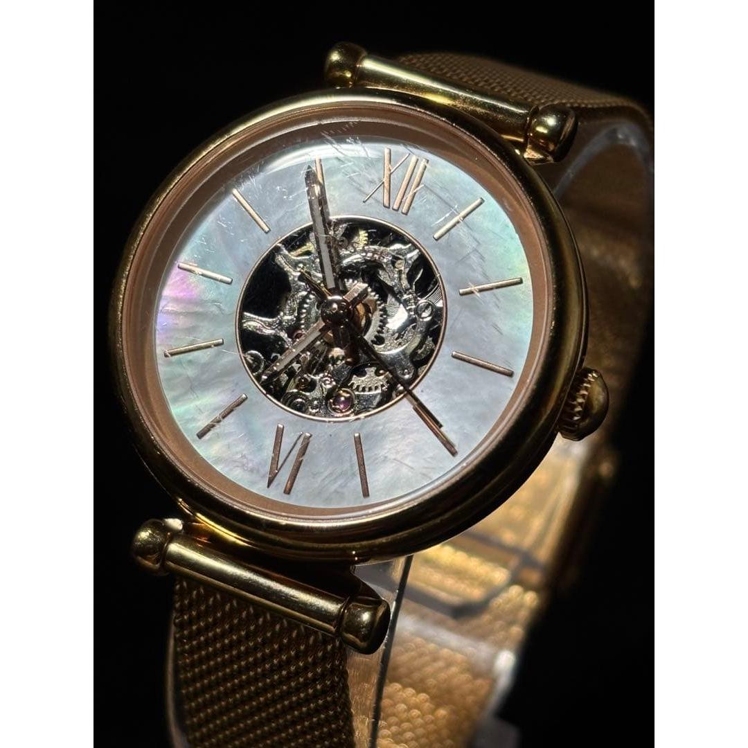 Used Fossil Open Heart Automatic Ladies Watch Gold