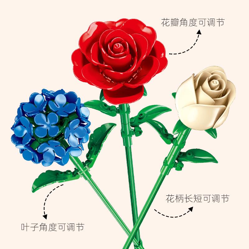 Small Particle Building Block Diy Micro Blocks Flower Bouque Kit Display Model Educational Puzzle Toy For Adult Women Home Decor