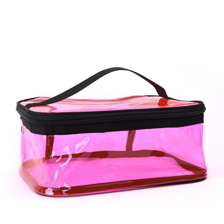 Bolsa de Viaje Transparente e Impermeable de PVC para Maquillaje y Artículos de Aseo, Tamaños Grande y Pequeño