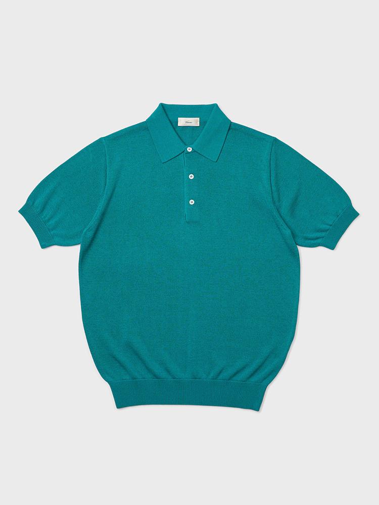 Berno 24Ss Linen Like Polo Knit Emerald L