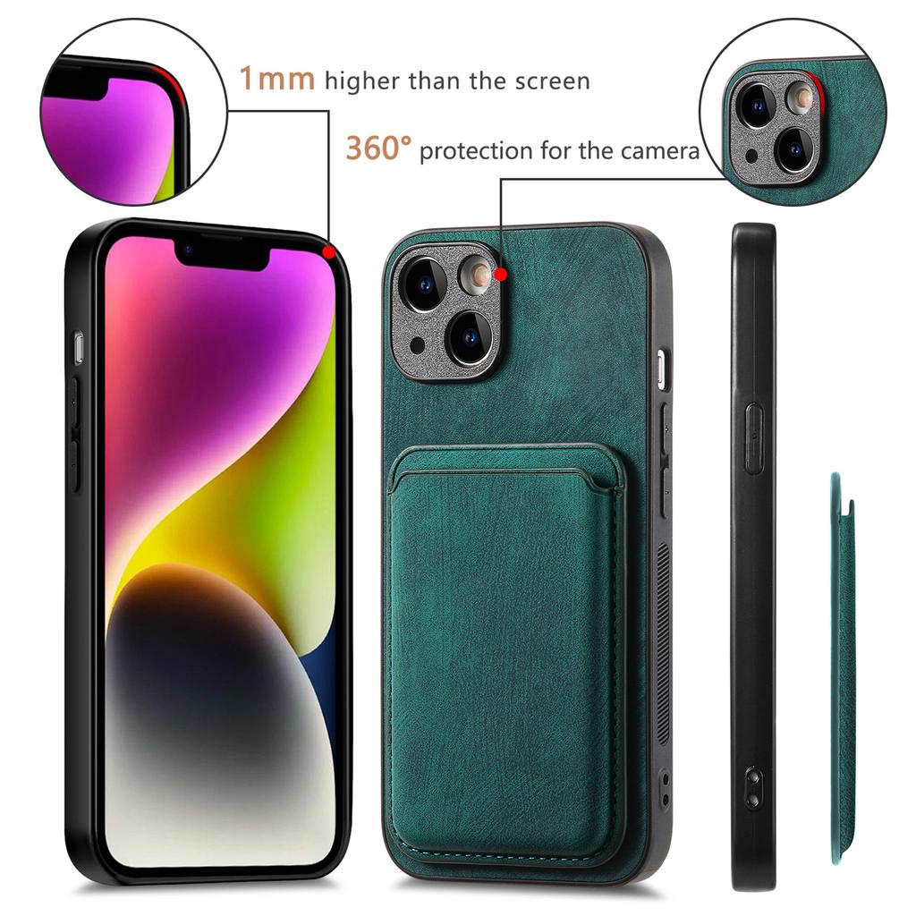 Applicable Apple 16 Pro Mobile Phone Case Leather Solid Color Retro 15 Pro Magnetic Card Case IPhone14 Protective Case