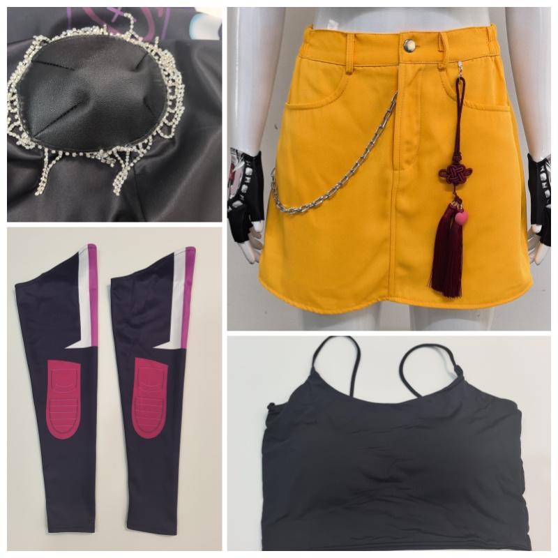 Anime KPop Demon Hunters Mira Cosplay Costume Top Skirt Earrings Huntrix Uniform Halloween Party for Women Girls Carnival Suit