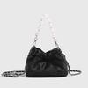 Vintage Pleated Pearl Chain Sling Shoulder Bags Soft Leather Crossbody Bags for Women  New Chinese Fashion Female Handbags