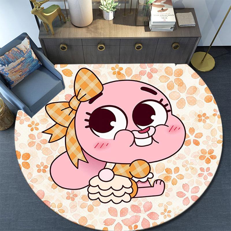 Anais Gumball Muster runder Teppich, Teppich für Wohnzimmer Schlafzimmer Spielzimmer, rutschfeste Bodenmatte, Weihnachtsgeschenke und Geburtstagsgeschenke.