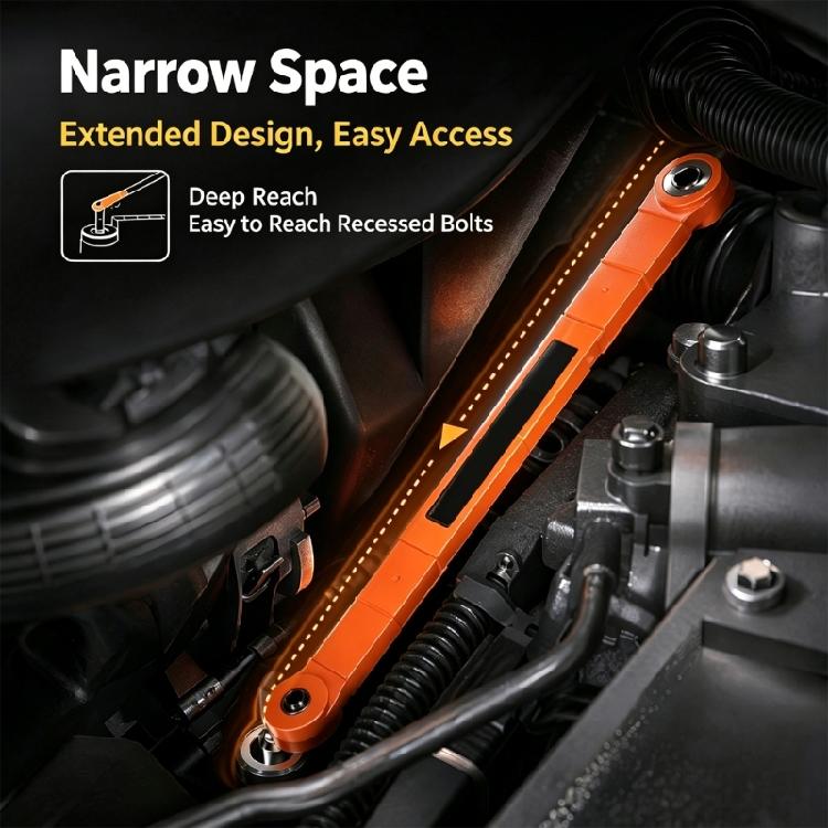 Long Handle Manual Spanner Tool with Double Ended Working Heads, Two Way Repair Hand Tool for Fastening and Vehicle Service Use Now