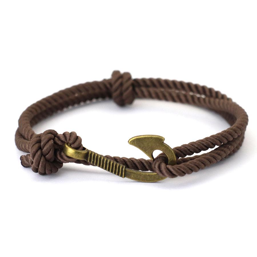 Vintage Fish Hook Boat Anchor Men Bracelet Casual Adventure Accessories Male Double Layer Adjustable Jewellery Gift