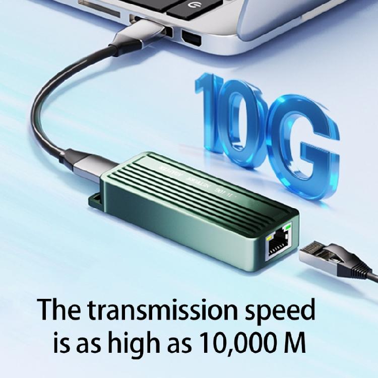 10Gbps Type C To RJ45 Gigabit Converters Aluminum USB 3.2 Networking Adapter Plugs And Play No Driver