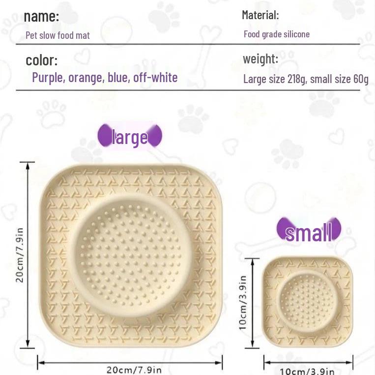 Pet Silicone Non-Slip Slow Feeder Placemat - Food Grade Multi-Functional Dog Bowl Mat
