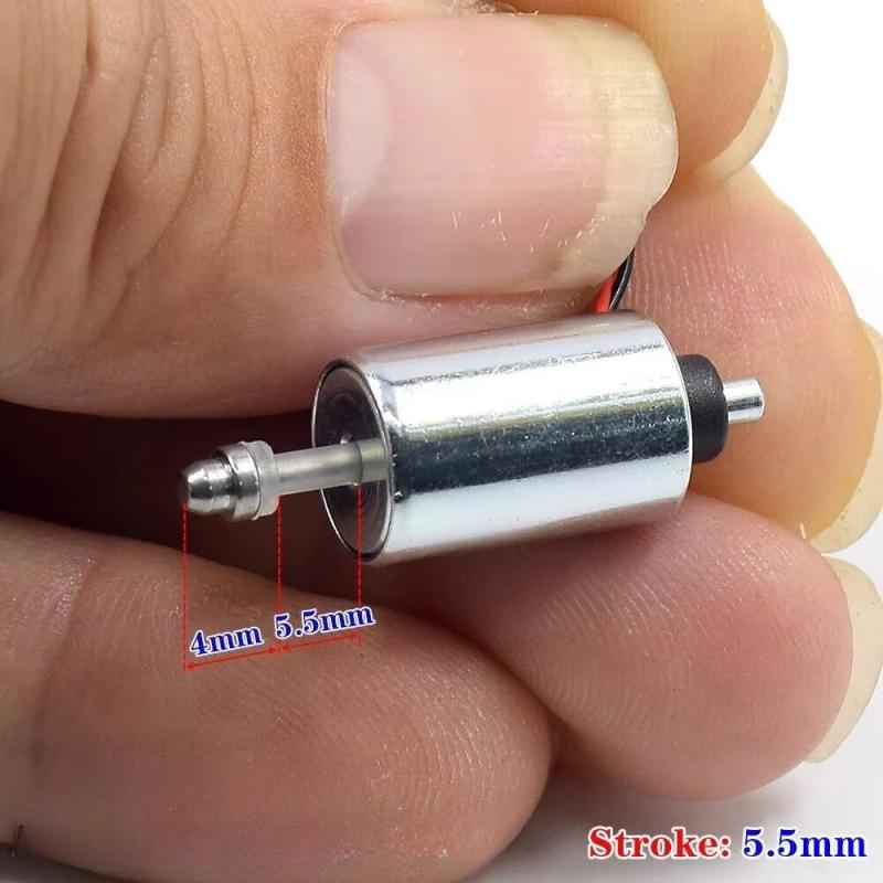 1 stk DIY Fingeravtrykkslås DC 7.4V 9V 12V Mini Rund 10mm Sylinder Suge Skyv-Trekk Type Lineær Solenoid Elektromagnet