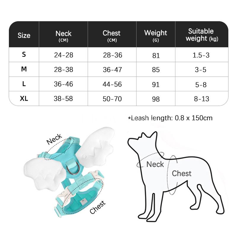 Luxurious Angel Wings Puppy Harness Set Lightweight Adjustable POM Buckle Pet Vest Chest Strap for Small Dog Cat Daily Walking