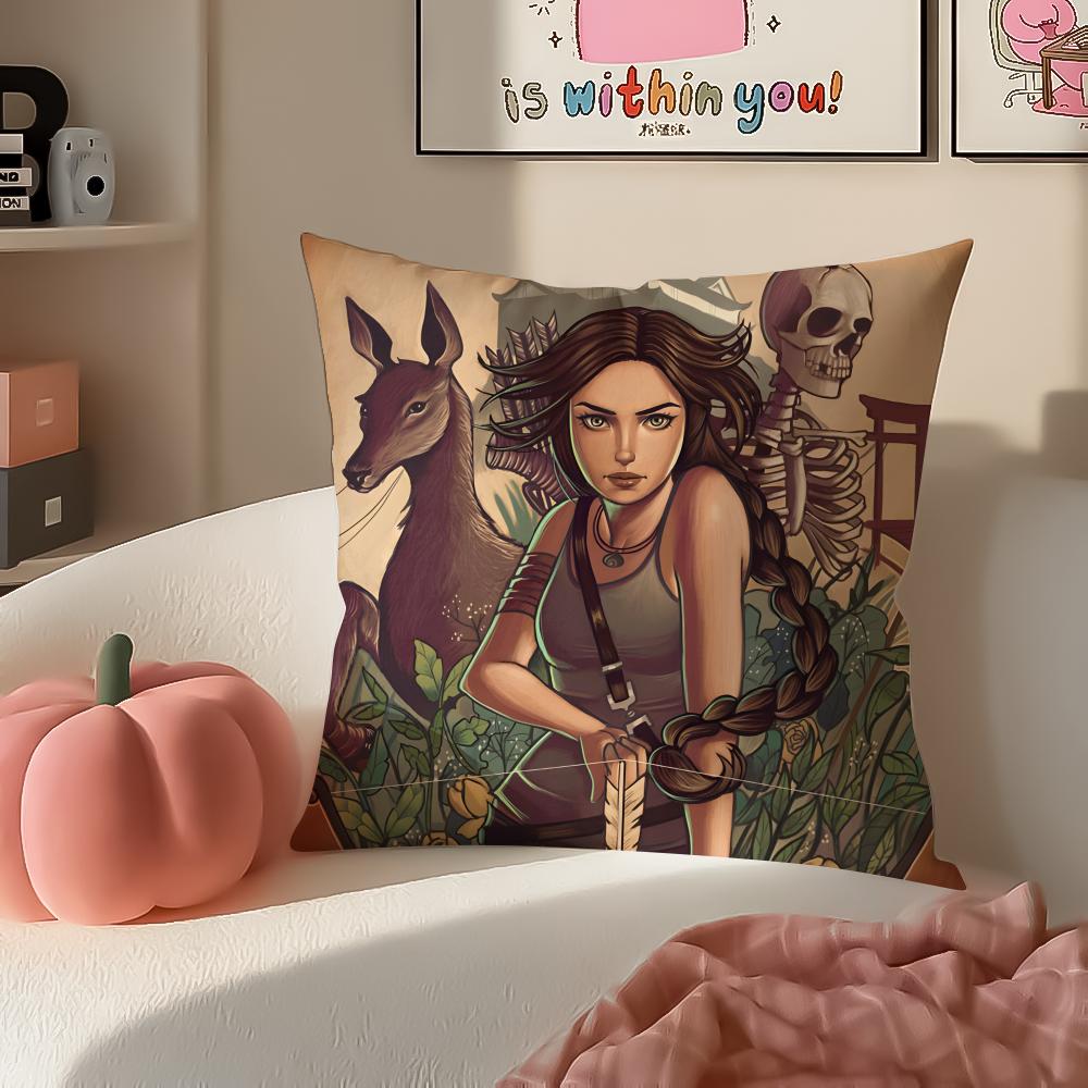 Action Game Franchise TTomb Raider Cushion Cover Pillowcase Short Plush Invisible zipper Room Sofa Cushion Cover