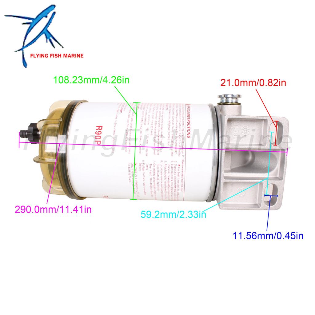 Boat Engine R90P 390RC 490R 690R 8159975 R90T FS19532 Fuel Filter Water Separator Assembly for Racor 390 490 690 790 Series