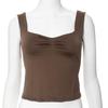 Y23TP728 Lente 2024 Dames Effen Vierkante Hals Voorkant Gerimpeld Mouwloos Crop Tanktop