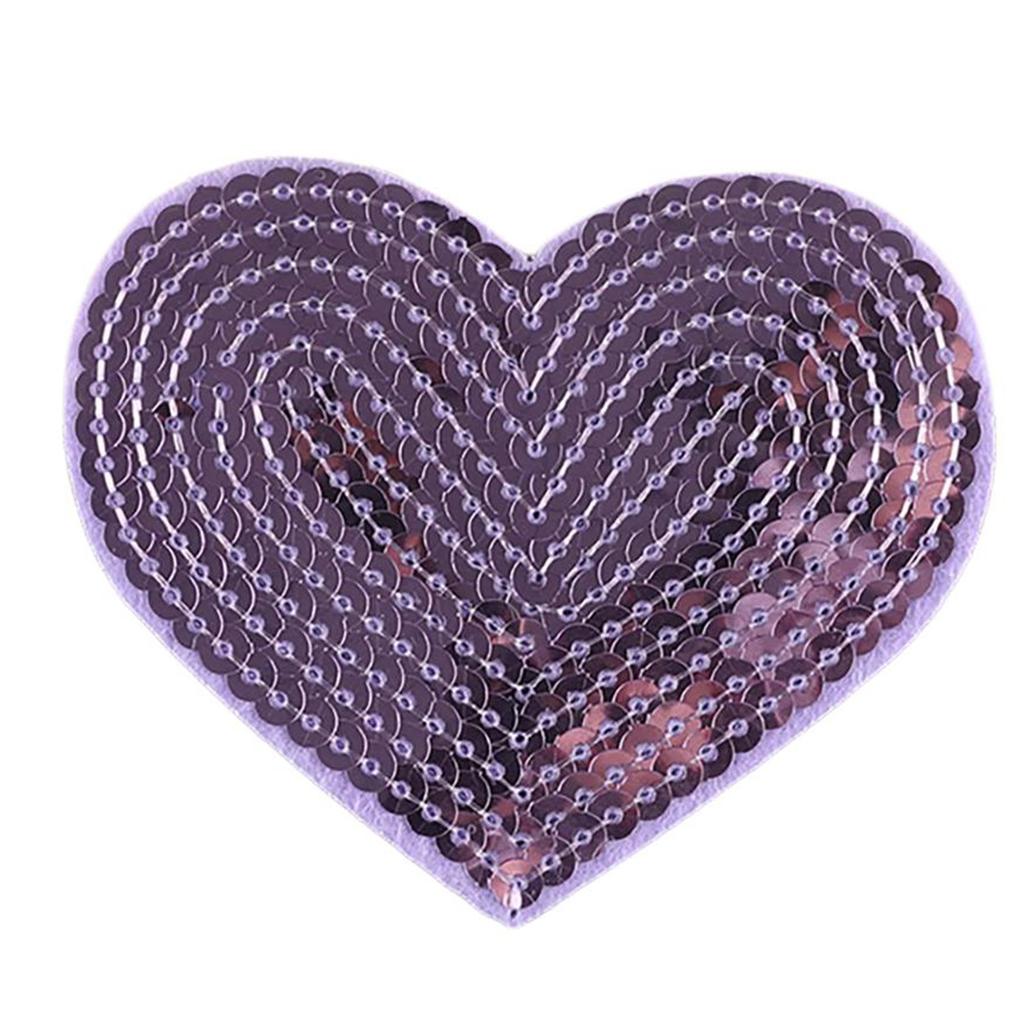 10 Pcs Heart Shape Iron On Patches Sewing On Applique Embroidered Heart Patches Sequins Patches for Clothes Bag Coats