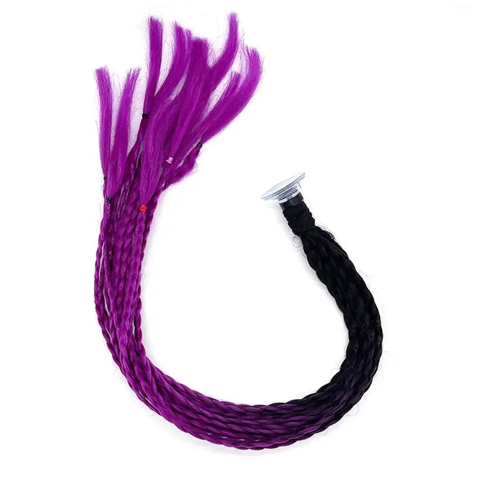 Helmet Dreadlocks Braid For Helmet Motorcycle Dreadlocks Dirty Braid Pigtail Gradient Synthetic Twist Braid Ponytail With Sucker