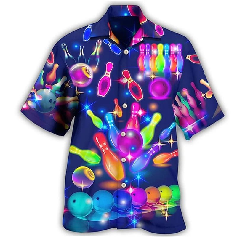 Nuova Camicia da Uomo con Stampa 3D Motivo Bowling Vintage Classica Camicia Street Oversize Uomo Donna Abbigliamento Blusa