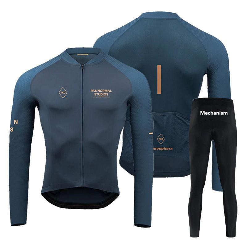 Mens Long Sleeve Cycling Jersey Quick Dry Breathable Road Mountain Bike Apparel PNS