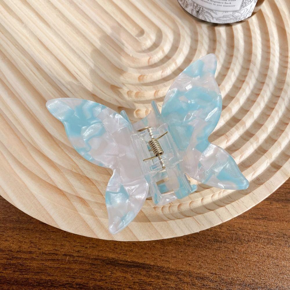 Colorful Acetate Butterfly Hair Claw PVC Sweet Shark Clip Elegant Retro Hair Crab Clip  Lady