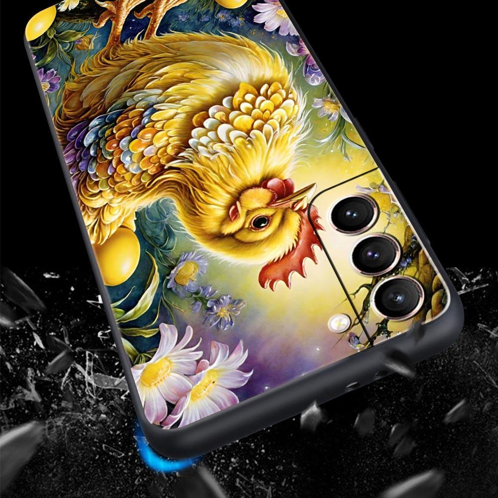 Cock Rooster Chicken Phone Case For Samsung Galaxy S26 Ultra S25 Plus S24 FE S23 S22 5G S21 S20 Cover Black Soft