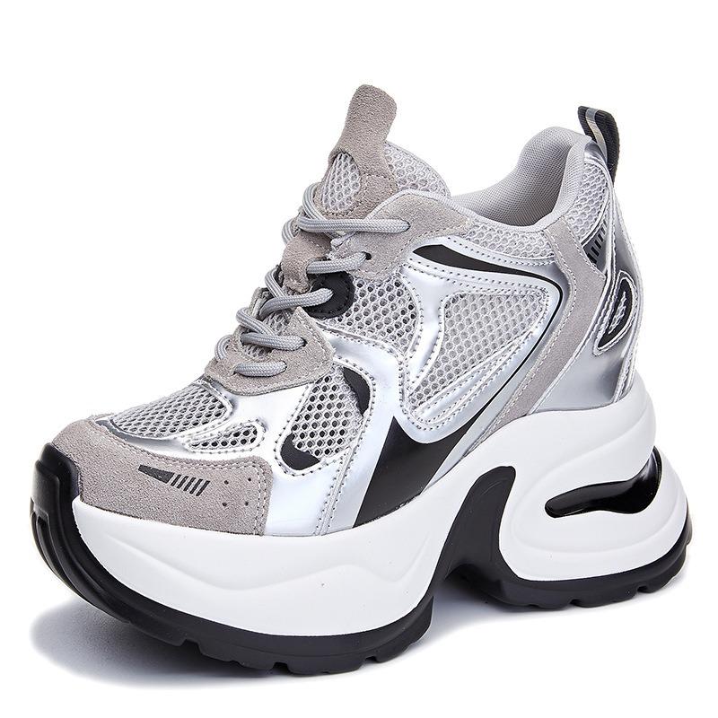 Thick sole heightening 10CM dad shoes women's summer new mesh breathable sports casual shoes small man