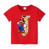 New 100%Polyester T-shirts for Children Cartoon English Letters Graphic T-shirt Boys Casual Short-sleeved Tops Kids Clothes