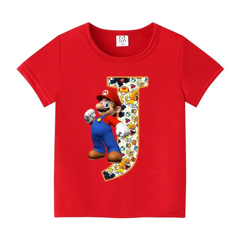 New 100%Polyester T-shirts for Children Cartoon English Letters Graphic T-shirt Boys Casual Short-sleeved Tops Kids Clothes