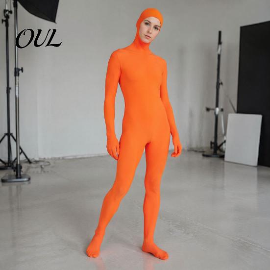 Einfarbiger Cosplay-Bodysuit Ganzkörper-Zentai-Anzug für Männer Frauen, Offenes Gesicht Halloween-Bodysuit, Dehnbarer Spandex-Unitard für Erwachsene Kostümparty,