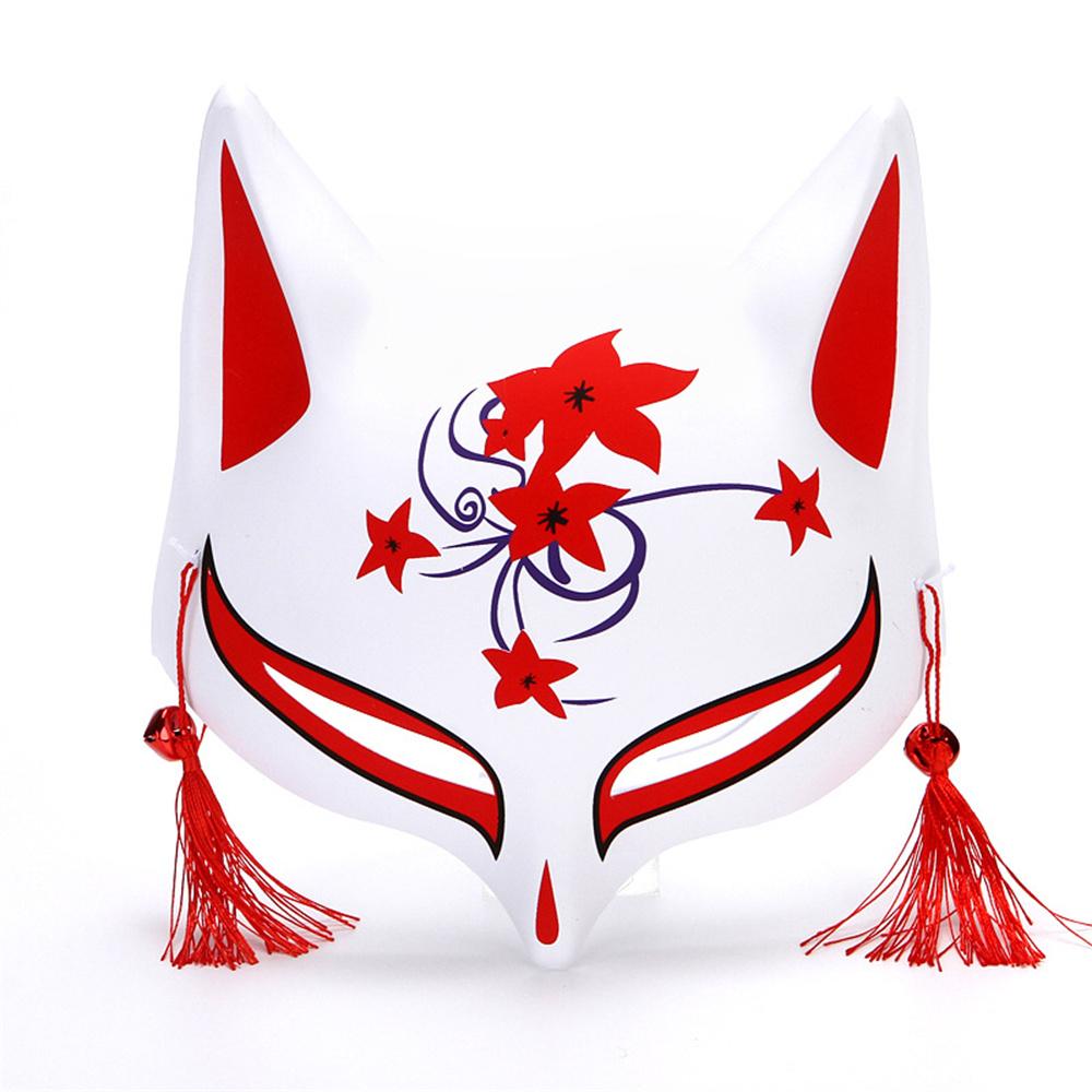 Half Face  Mask Hand-painted Fashion Mask Halloween Masquerade Party Tassels Anime Fox Mask For Costume Parties Anime
