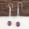 Oval Amethyst Gemstone Sterling Silver Trendy Dangling Engagement Boho Earrings EE-136-11