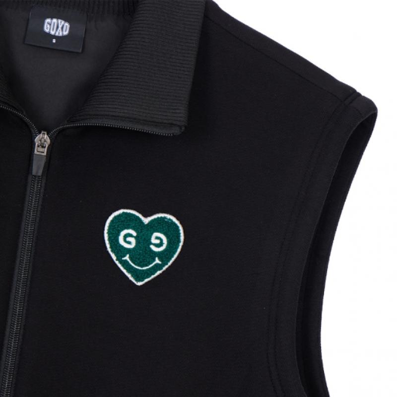 Goxo Black Greenheart Zip Up Vest