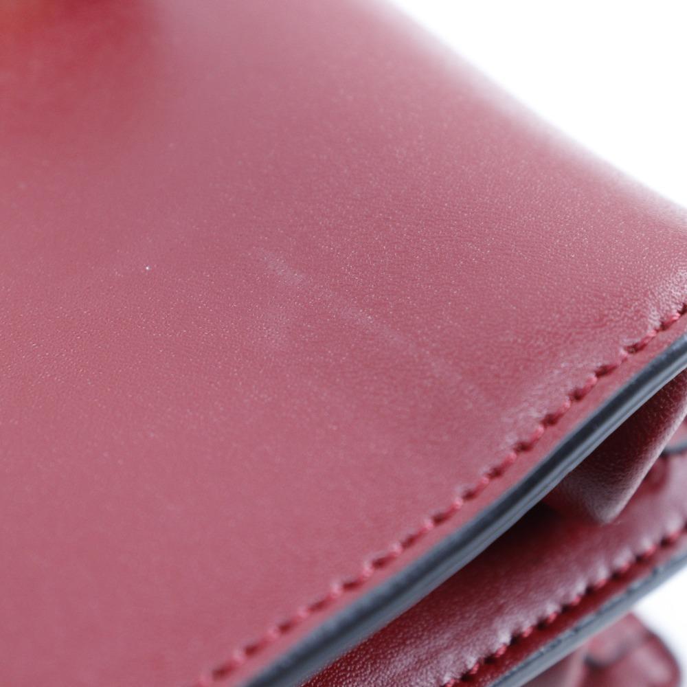 FENDI Mini canai Shoulder Bag 8M0381 A417 Red Calfskin Women Used