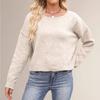 Women's Round Neck Colorblock Knitted Loose Versatile Pullover Sweater